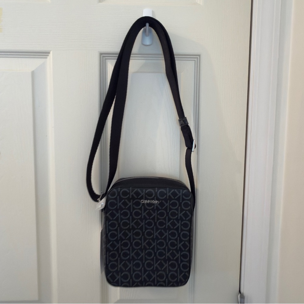 Calvin Klein Logo Patterned Black Messenger Bag